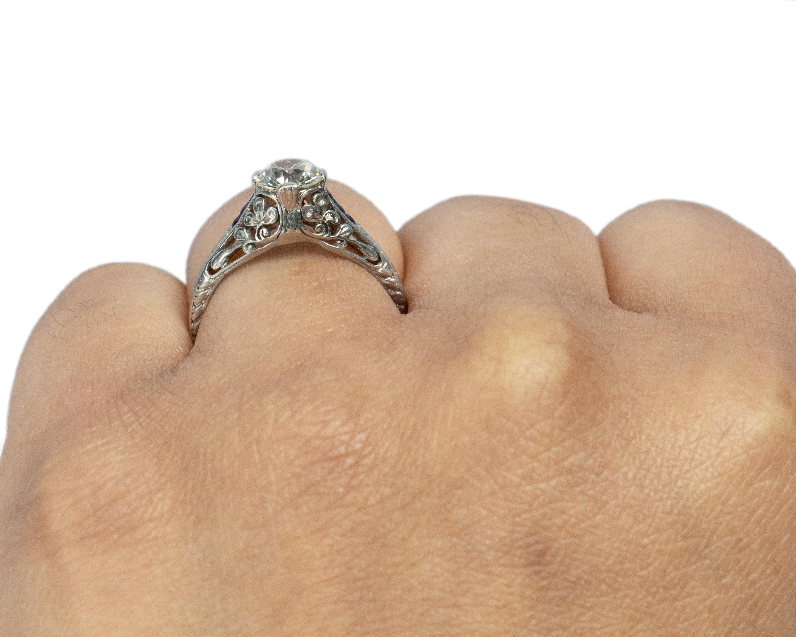 GIA-zertifizierter .81 Karat Art Deco Diamant Platin Verlobungsring Damen im Angebot