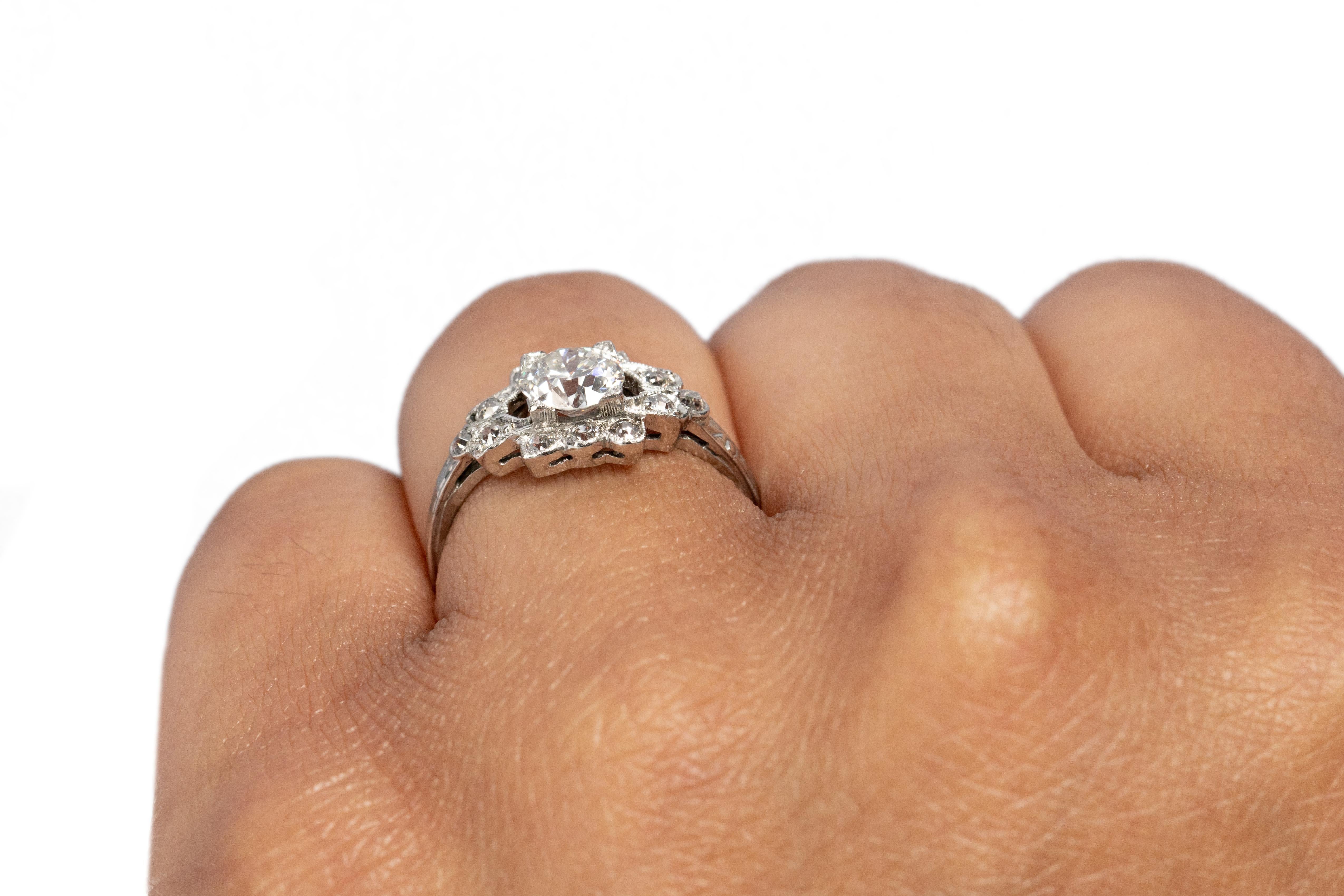 GIA zertifizierter 0,81 Karat Art Deco Diamant Platin Verlobungsring Damen im Angebot