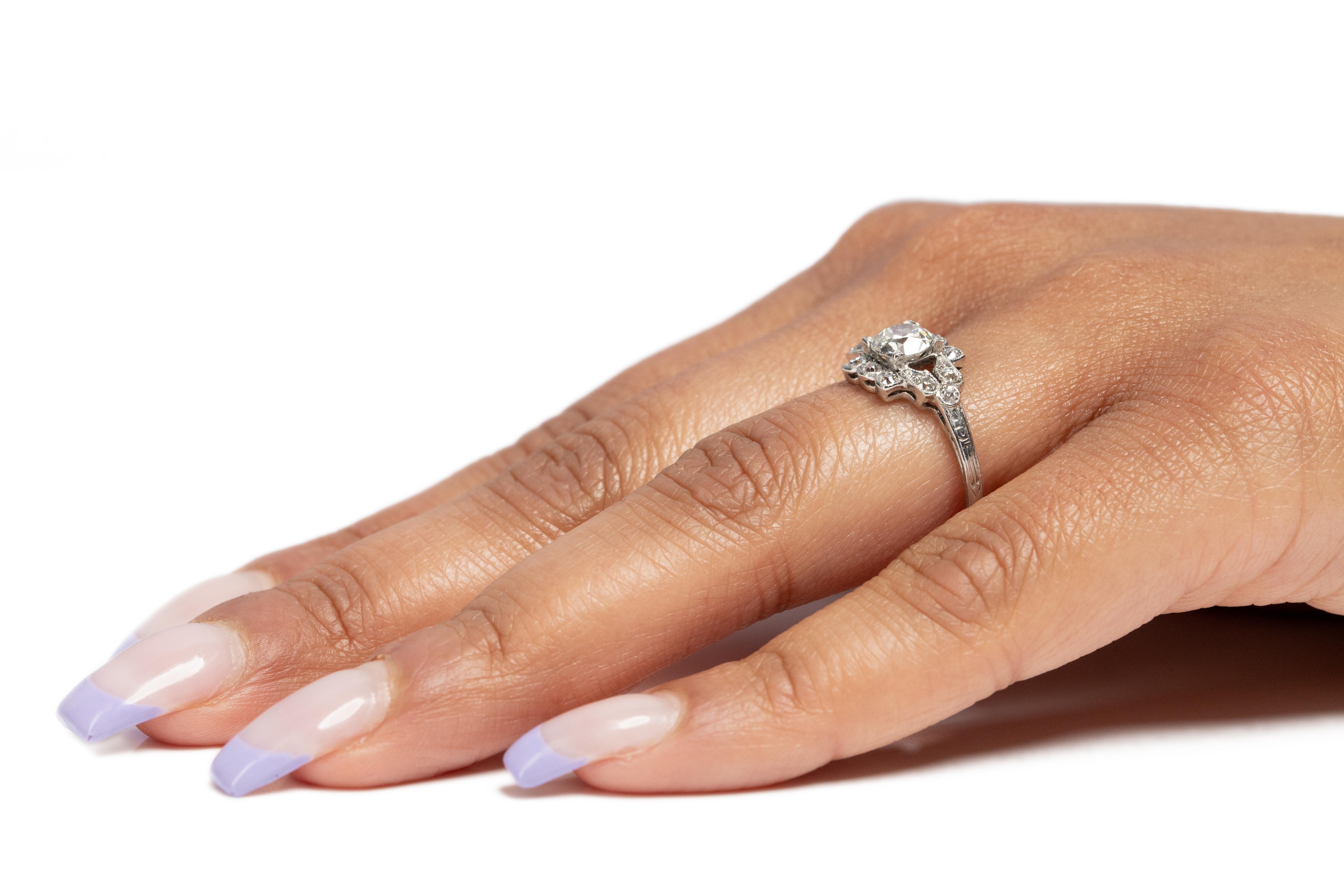 GIA zertifizierter 0,81 Karat Art Deco Diamant Platin Verlobungsring im Angebot 1