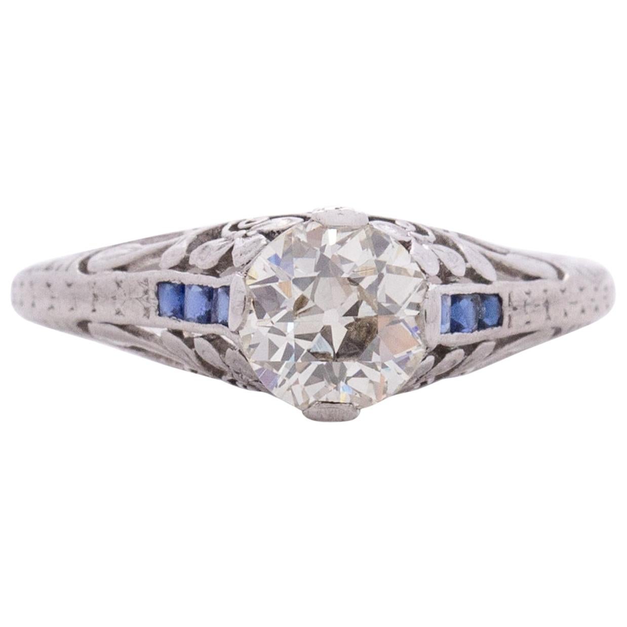 Anillo de compromiso de platino con diamante Art Decó de 81 quilates certificado por GIA