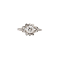 GIA zertifizierter 0,81 Karat Art Deco Diamant Platin Verlobungsring