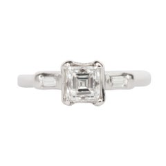 Vintage GIA Certified .81 Carat Diamond Platinum Engagement Ring