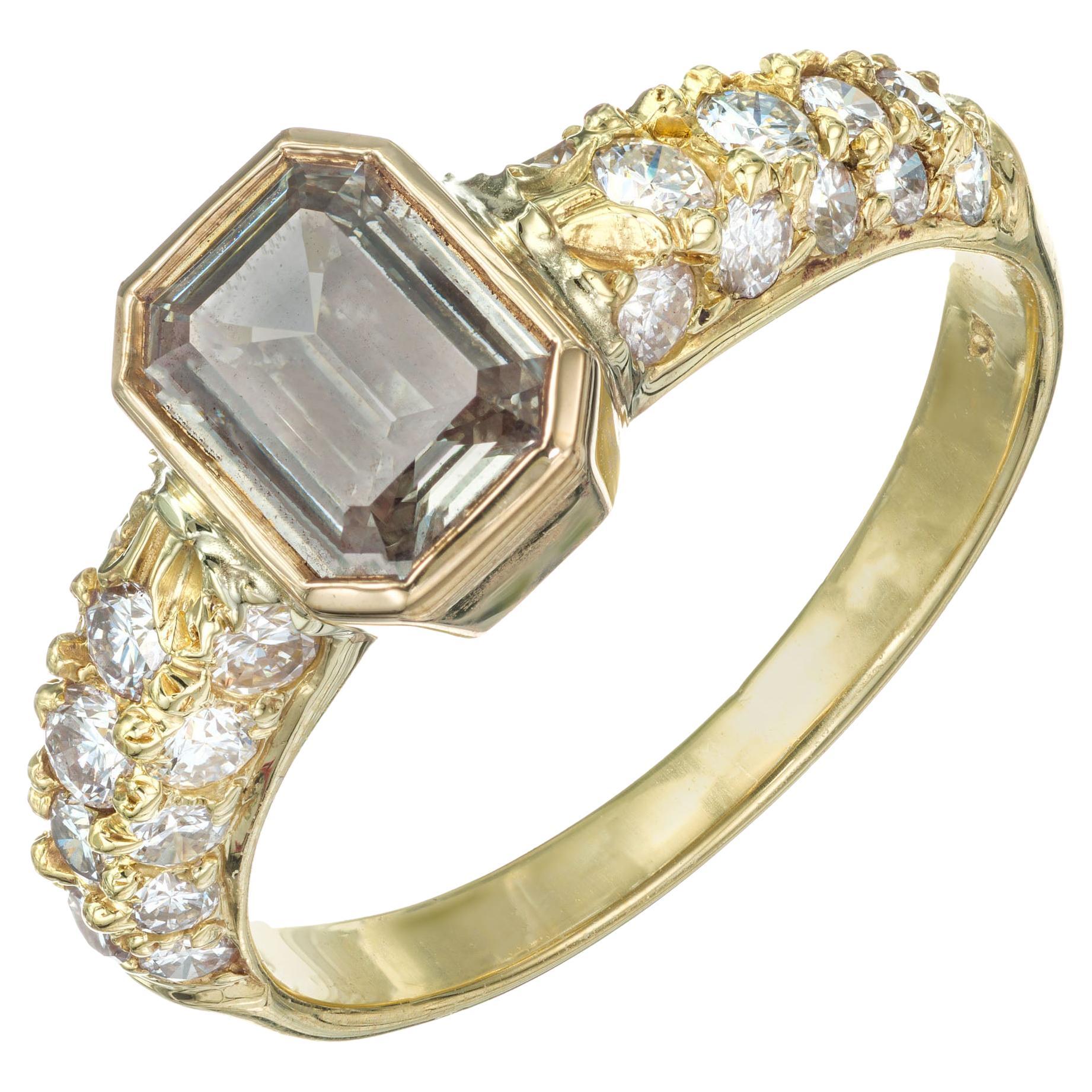 GIA Certified .81 Carat Diamond Yellow Gold Engagement Ring For Sale