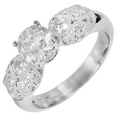 GIA Certified .81 Carat Transitional Cut Diamond Pave Gold Engagement Ring