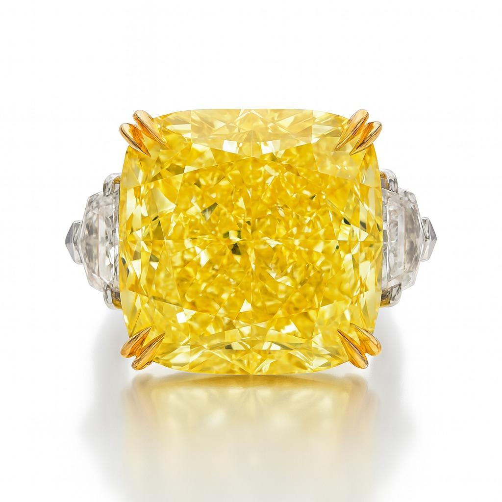 Anello con diamante Fancy Yellow VVS2 certificato GIA da 8,10 carati con Cadillac In condizioni Nuovo in vendita a Chicago, IL