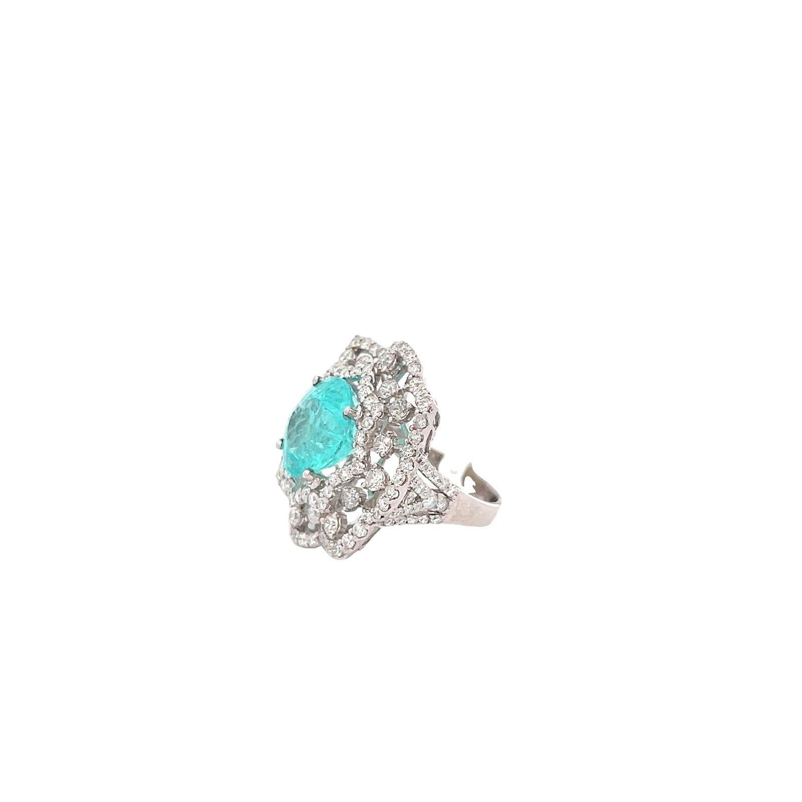 GIA Certified 8.10 Carat Paraiba and Diamond Cocktail Ring  In New Condition In Beverly Hills, CA