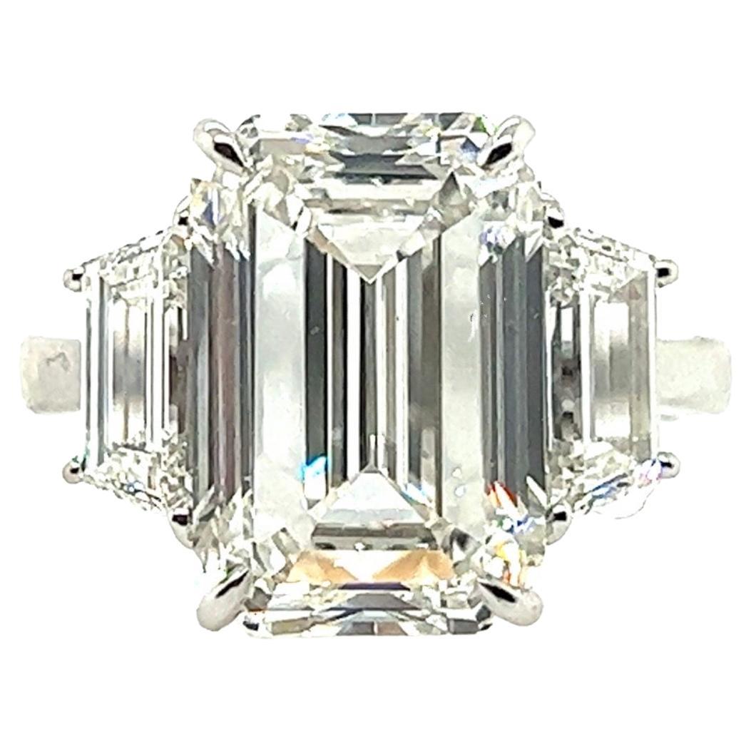 GIA Certified 8.11 Carat Natural Emerald Cut Diamond H VS2 PLAT Engagement Ring