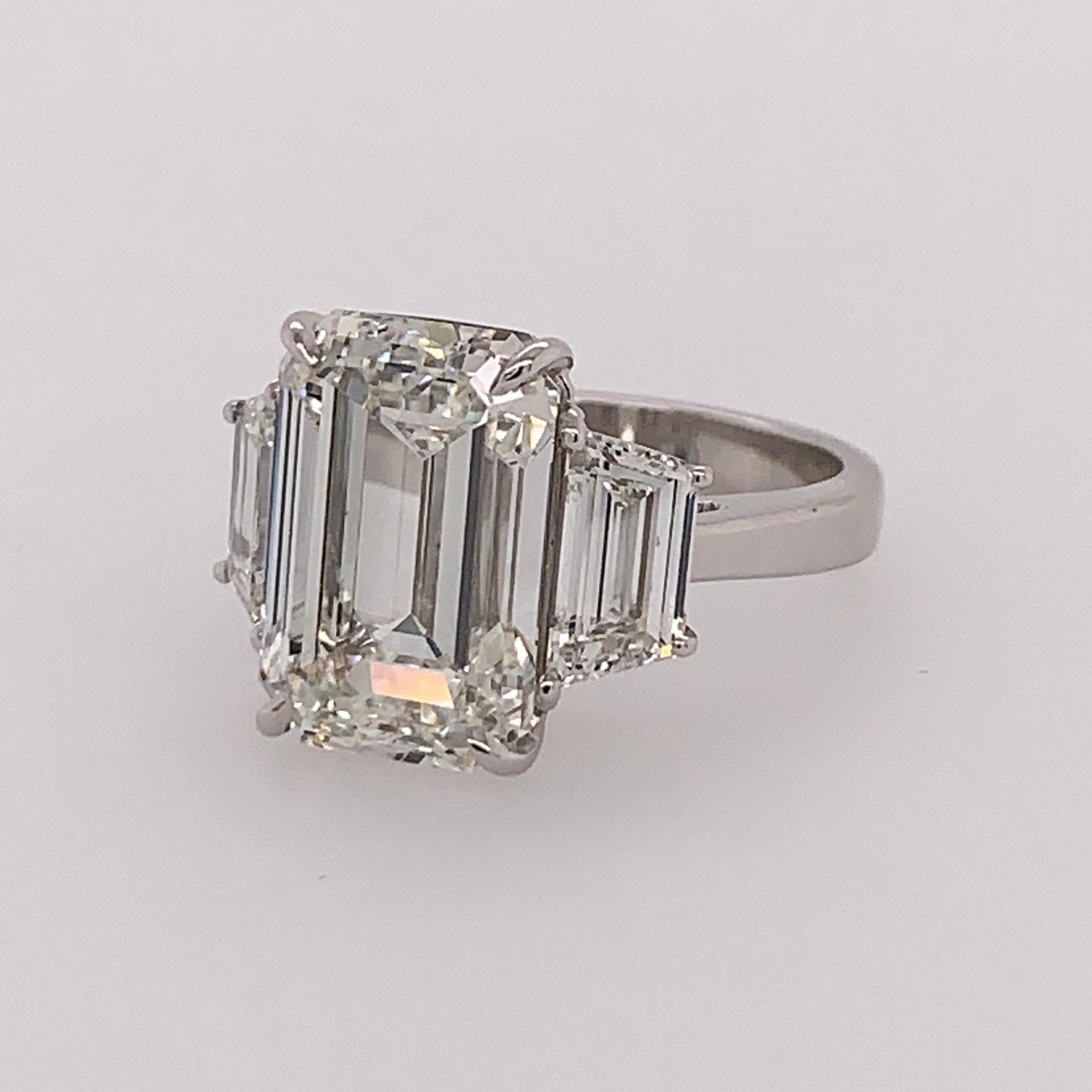 GIA Certified 8.11 Carat Natural Emerald Cut Diamond H VS2 PLAT Engagement Ring 4