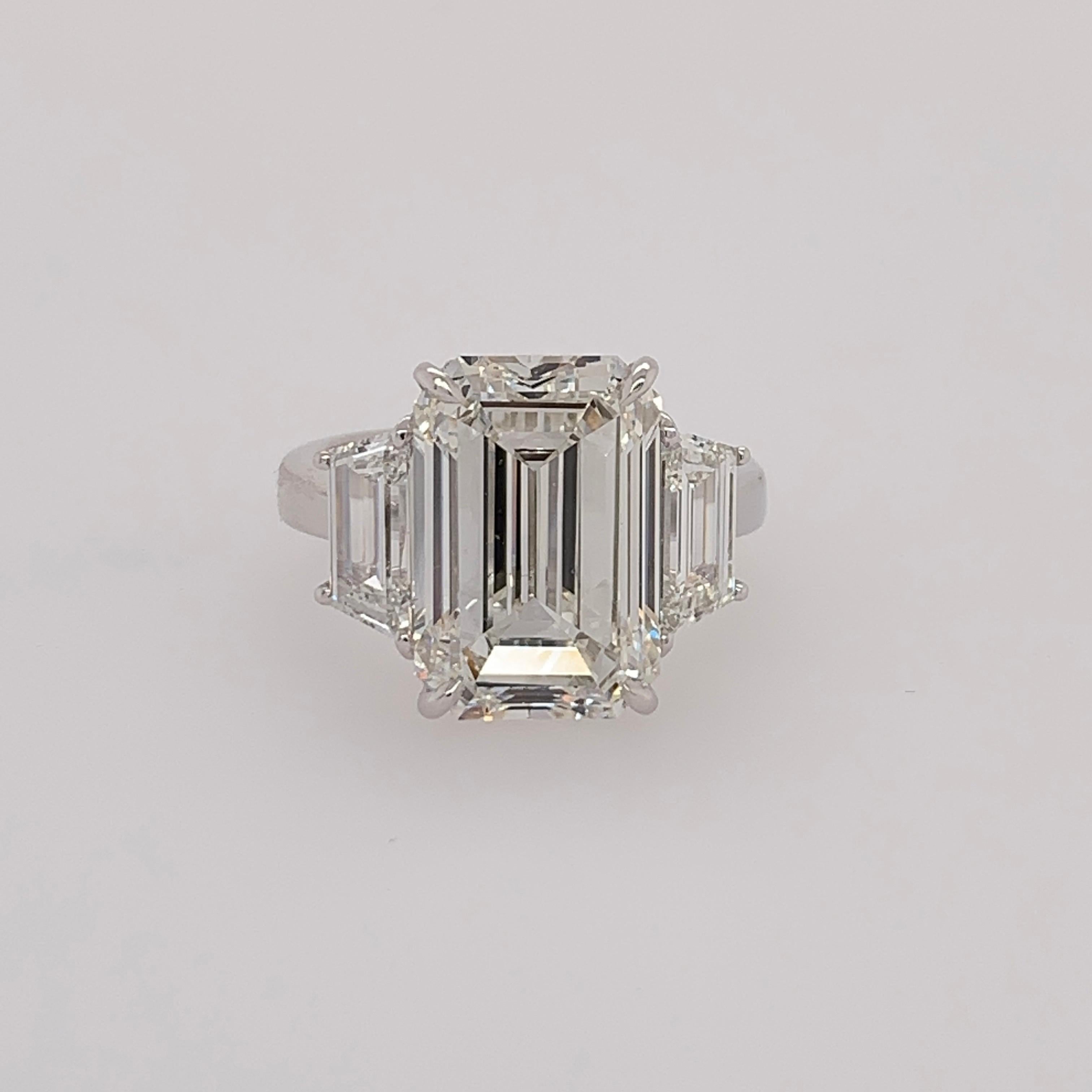 GIA Certified 8.11 Carat Natural Emerald Cut Diamond H VS2 PLAT Engagement Ring 1