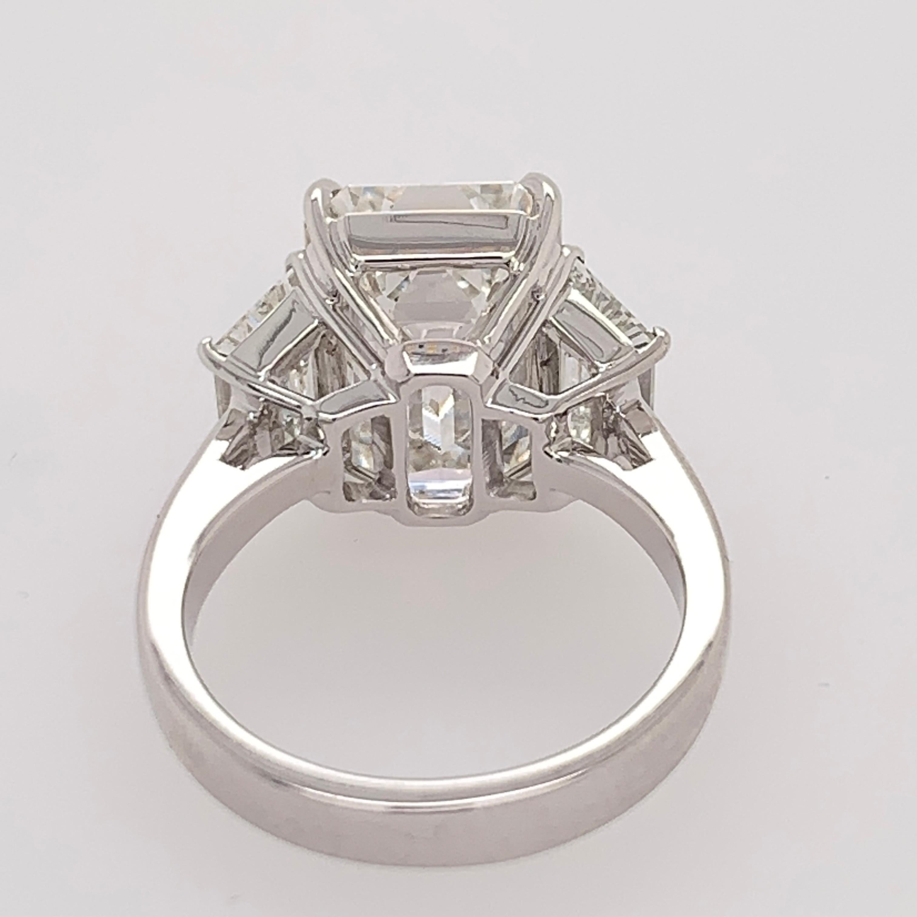 GIA Certified 8.11 Carat Natural Emerald Cut Diamond H VS2 PLAT Engagement Ring 2