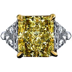 GIA Certified 8.11 Carat Radiant Fancy Yellow VVS2 Diamond Ring