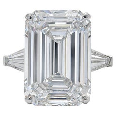GIA Certified 8.11 Carat Type IIa Emerald Cut Diamond Ring with Tapered Baguette