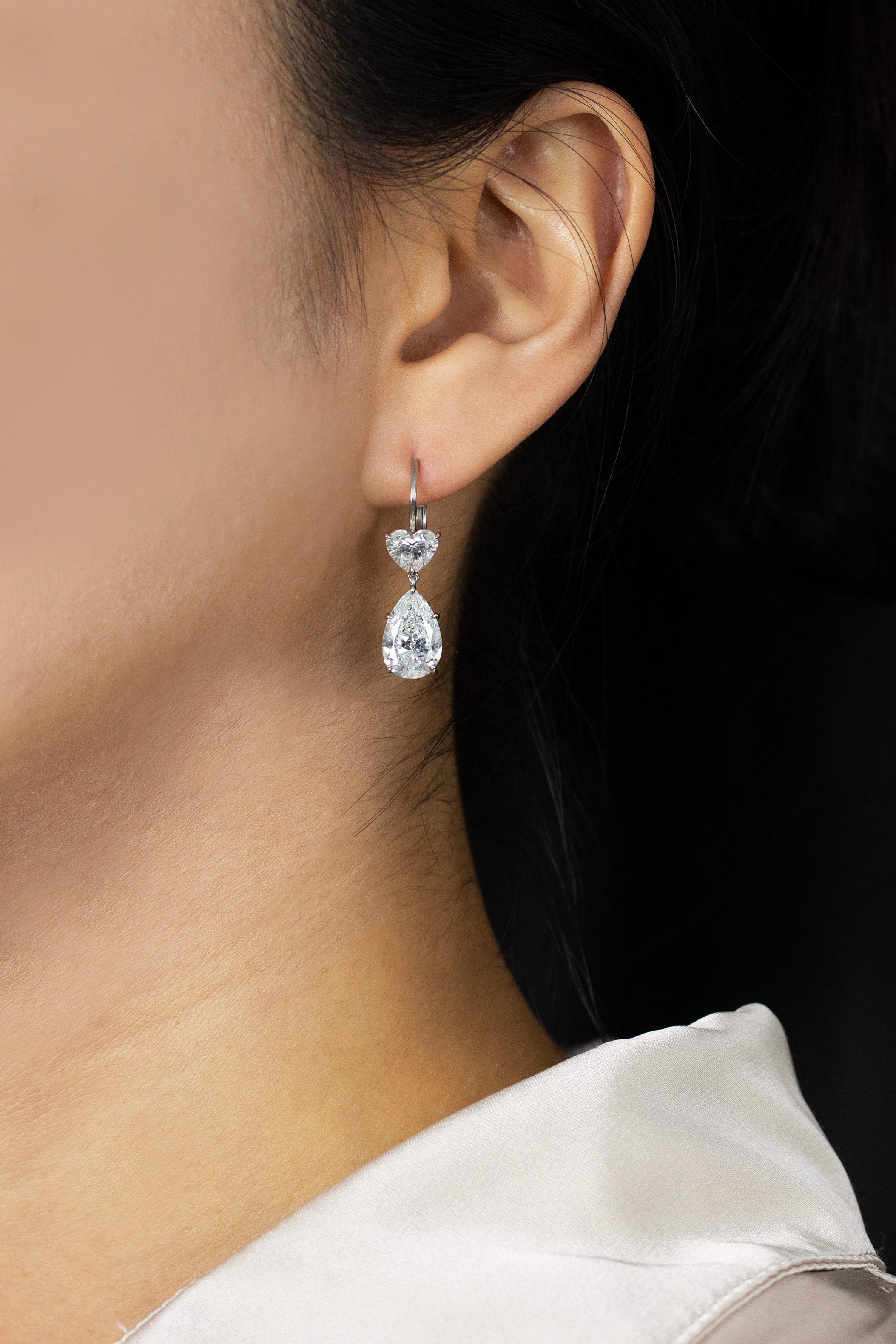 GIA-zertifizierte 8,11 Karat birnenförmige und herzförmige Diamant-Ohrringe (Gemischter Schliff) im Angebot