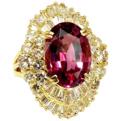 GIA Certified 8.12ct Natural No Heat Spinel 6.00ct Diamonds Ballerina Ring 18Kt*