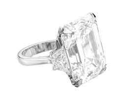 GIA Certified 8.12 Carat Emerald Cut Diamond Engagement Ring with trapezoid