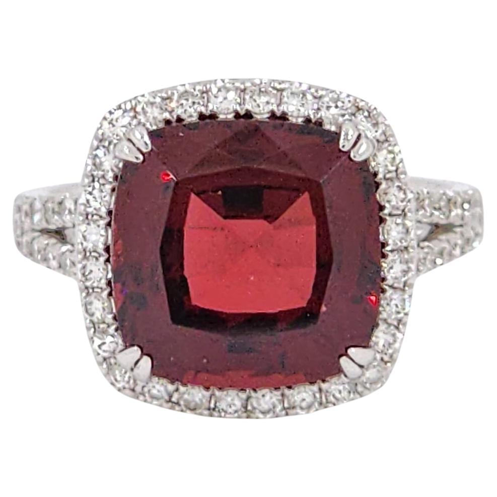 GIA Certified 8.15 Carat Garnet and Diamond Ring in 18K White Gold For Sale