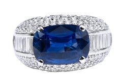 GIA Certified 8.16 Carat Royal Blue Sapphire and Diamond Solitaire Ring