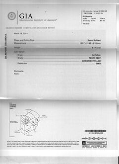 GIA 8.17 Carat Natural Fancy Yellow Round Loose Diamond