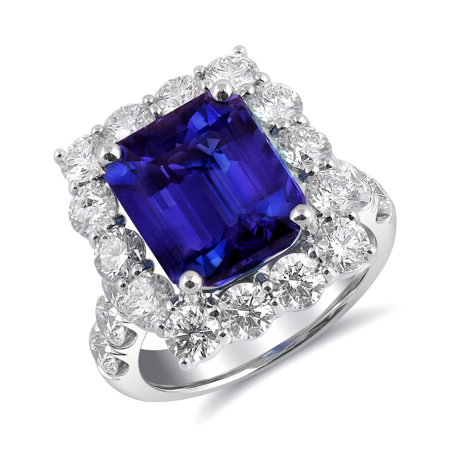 Platinring mit GIA-zertifiziertem 8,18 Karat blauem Saphir und Diamant (Art déco) im Angebot