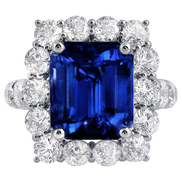 GIA Certified 2.63 Carat Diamond with 4 Carats of Blue Sapphires ...