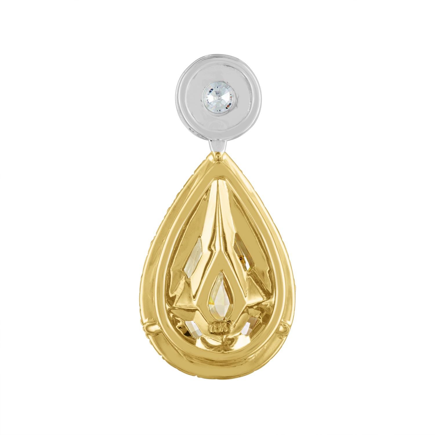 GIA Certified 8.19 Carat Pear Shape Yellow Diamond in Two-Tone Mounting 1