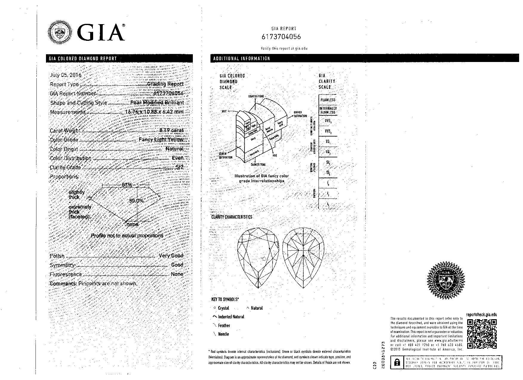 GIA Certified 8.19 Carat Pear Shape Yellow Diamond in Two-Tone Mounting 4