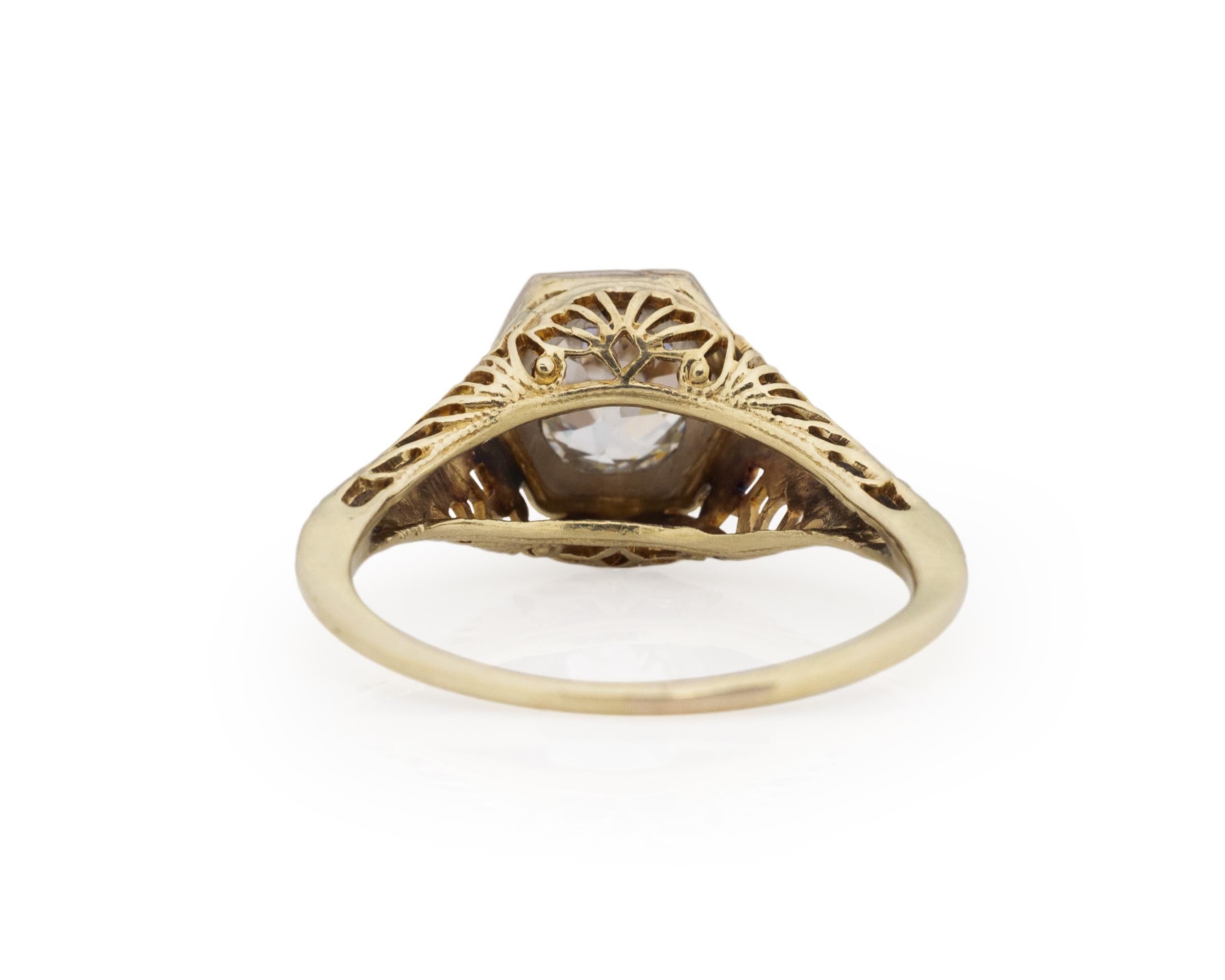 GIA Certified .82 Carat Art Deco Diamond 14 Karat Yellow Gold Engagement Ring In Good Condition In Hicksville, NY