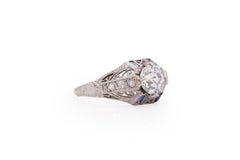 Platin-Verlobungsring mit GIA-zertifiziertem 0,82 Karat Art Deco Diamant