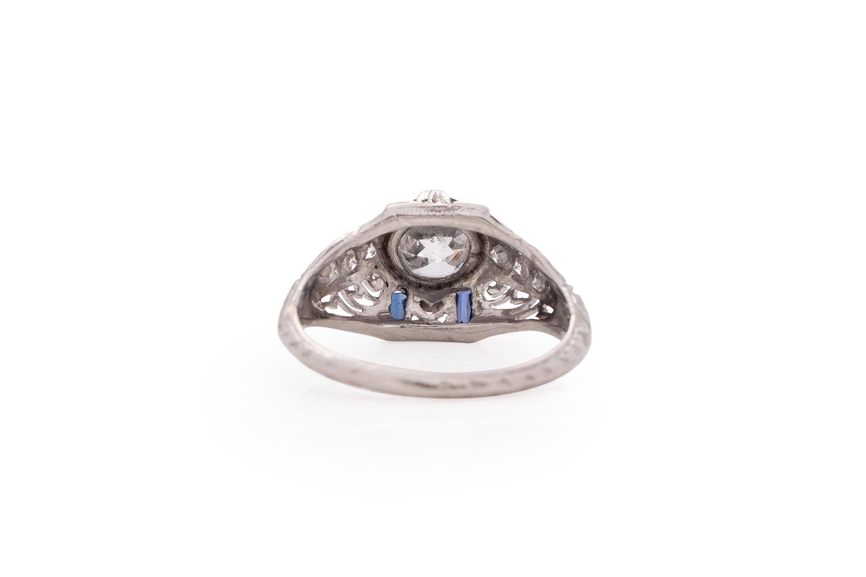 Old European Cut GIA Certified .82 Carat Art Deco Diamond Platinum Engagement Ring For Sale