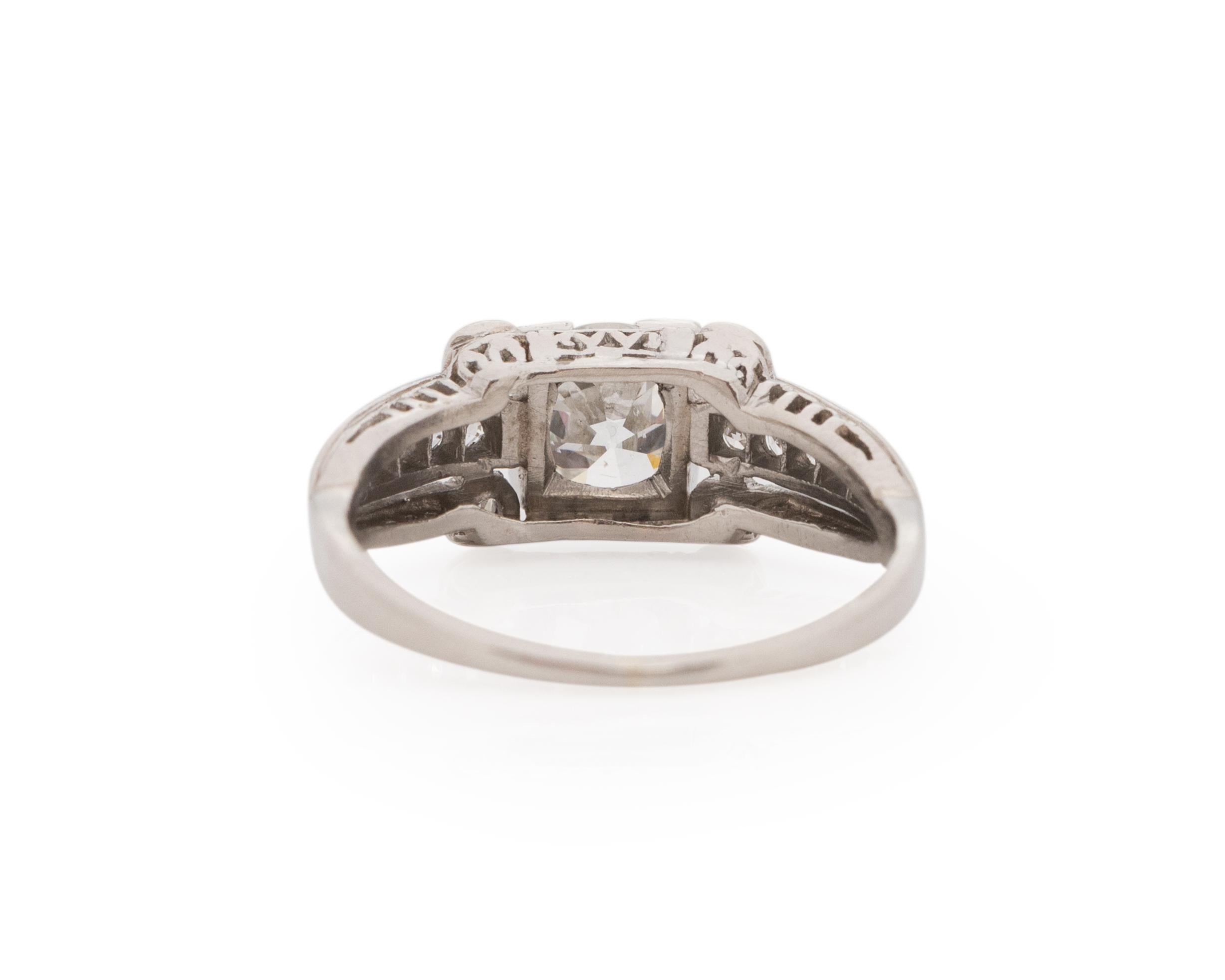 GIA-zertifizierter .82 Karat Art Deco Diamant Platin Verlobungsring (Alteuropäischer Schliff) im Angebot