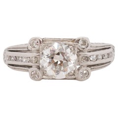 GIA Certified .82 Carat Art Deco Diamond Platinum Engagement Ring