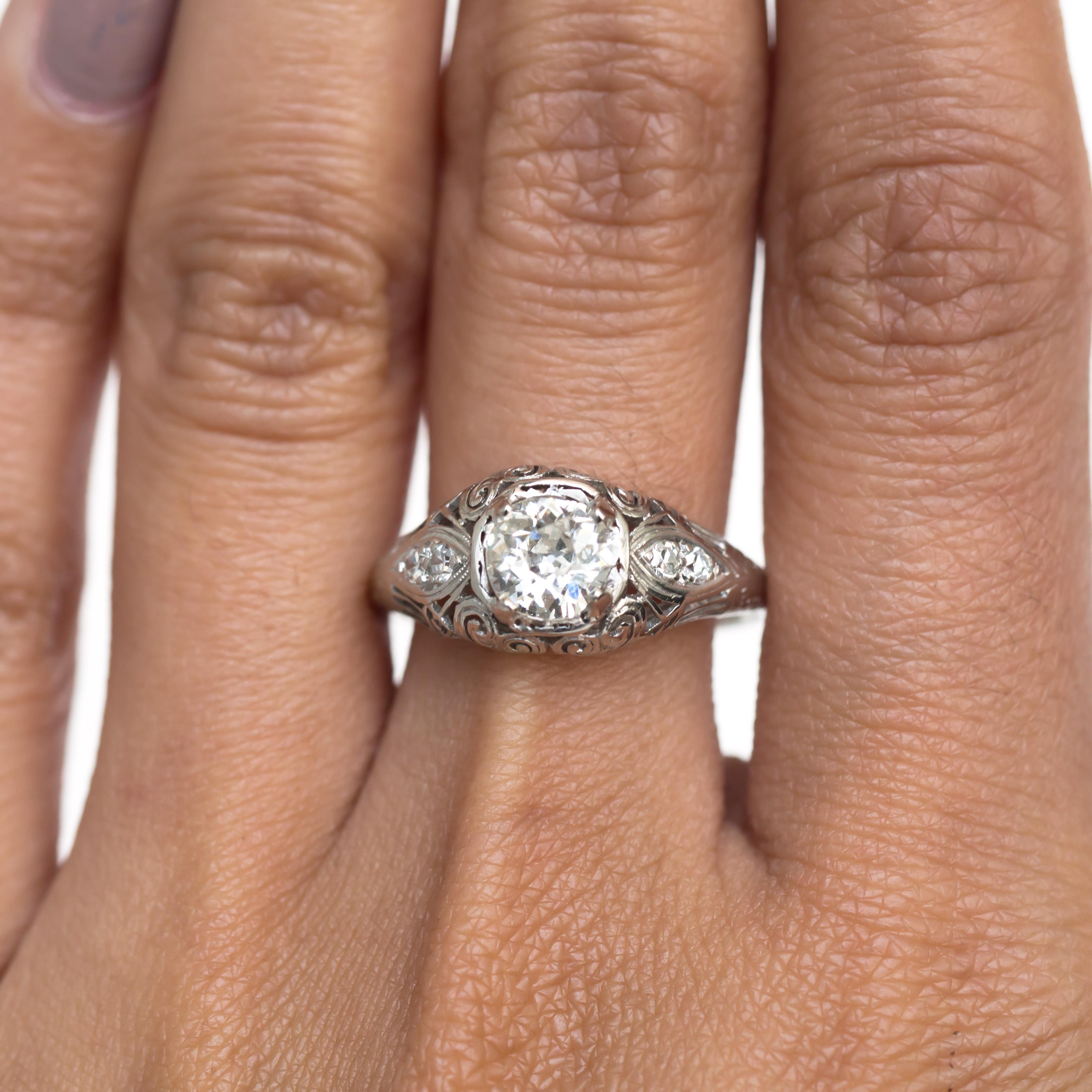Bague de fiançailles en platine avec diamants de 0,82 carat certifiés GIA en vente 2