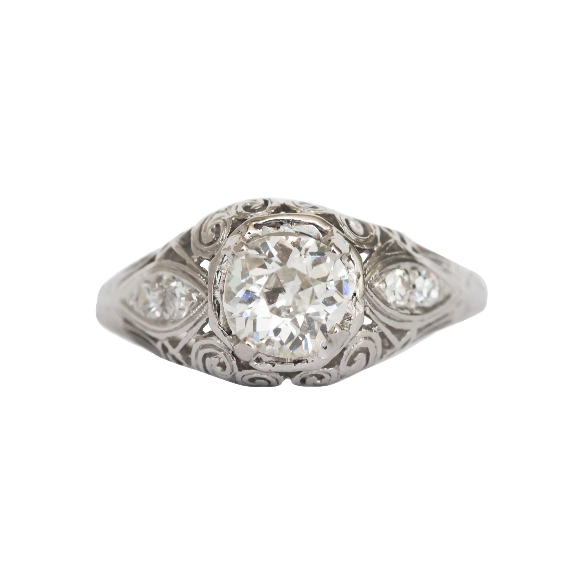 GIA Certified .82 Carat Diamond Platinum Engagement Ring For Sale