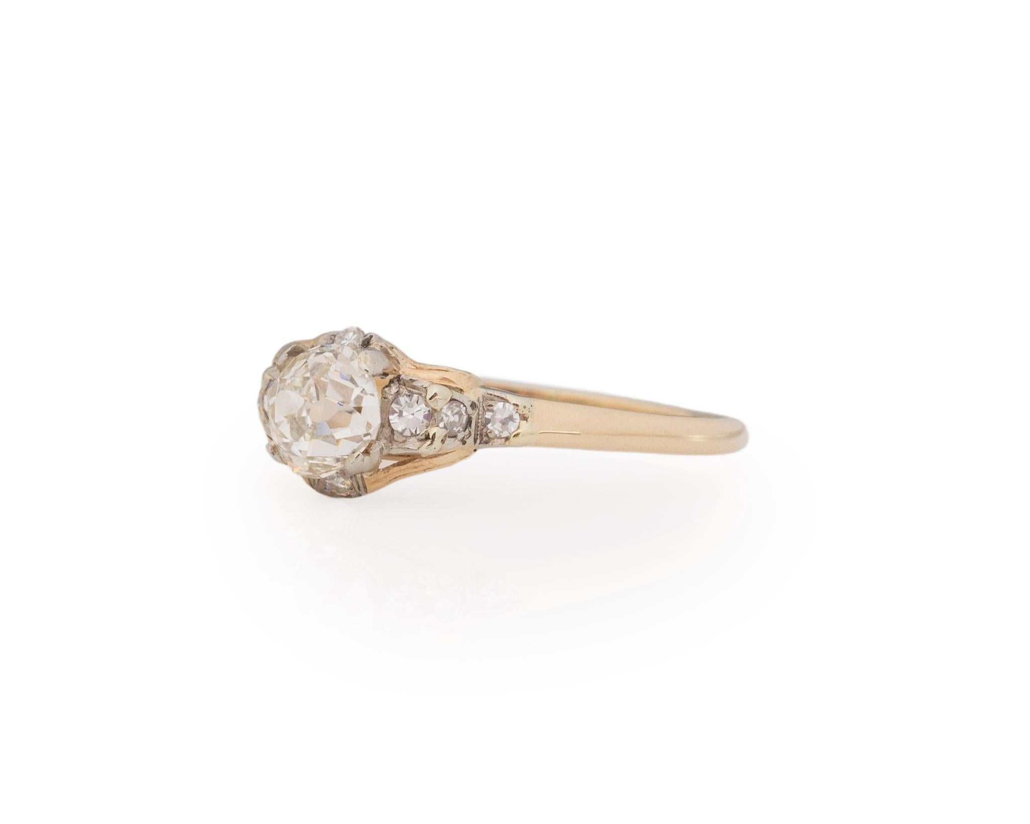 Édouardien Bague de fiançailles Edouardienne en or jaune 14 carats certifiée GIA de 0,82 carat en vente