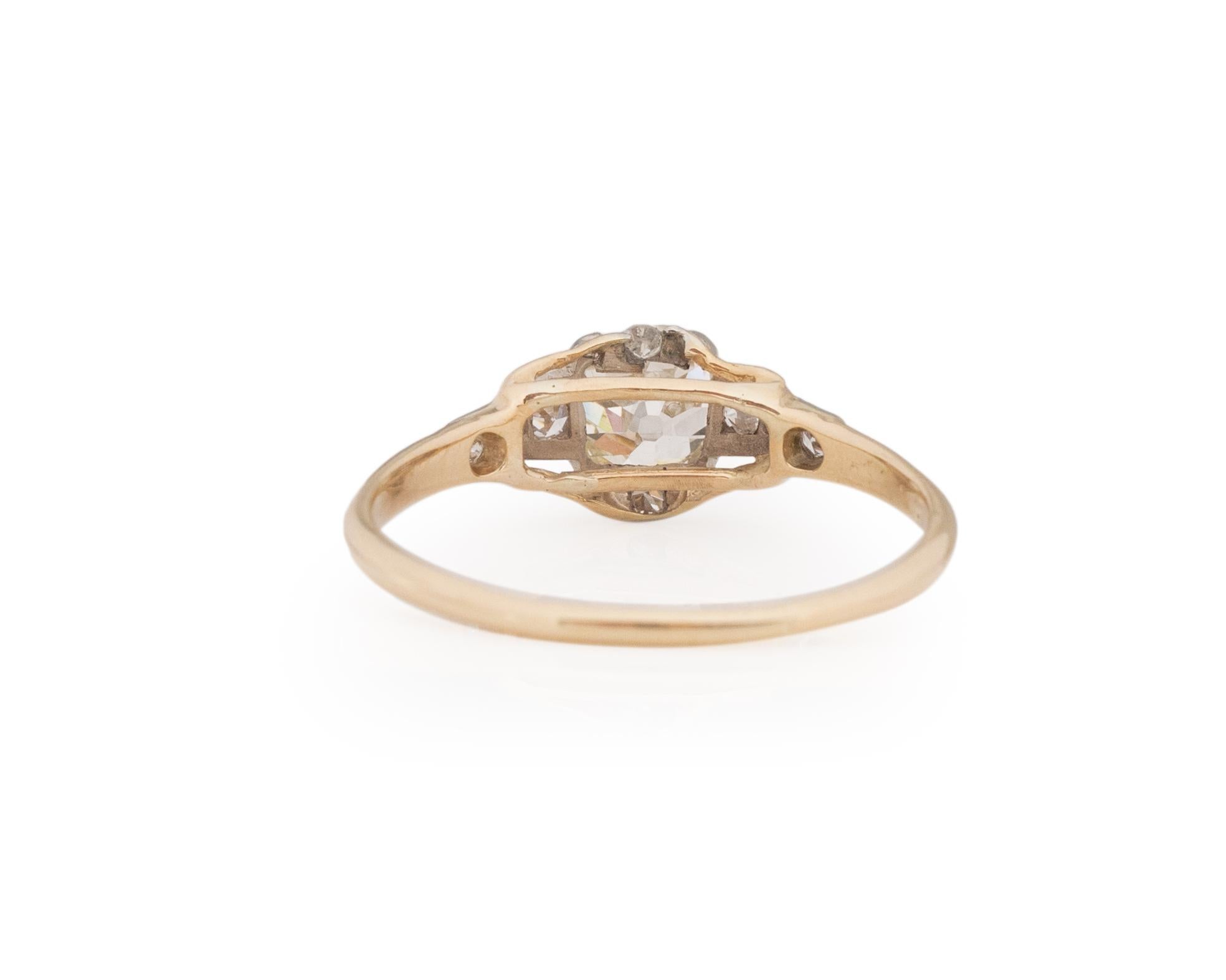 Women's GIA Certified .82 Carat Edwardian 14 Karat Yellow Gold Engagement Ring For Sale
