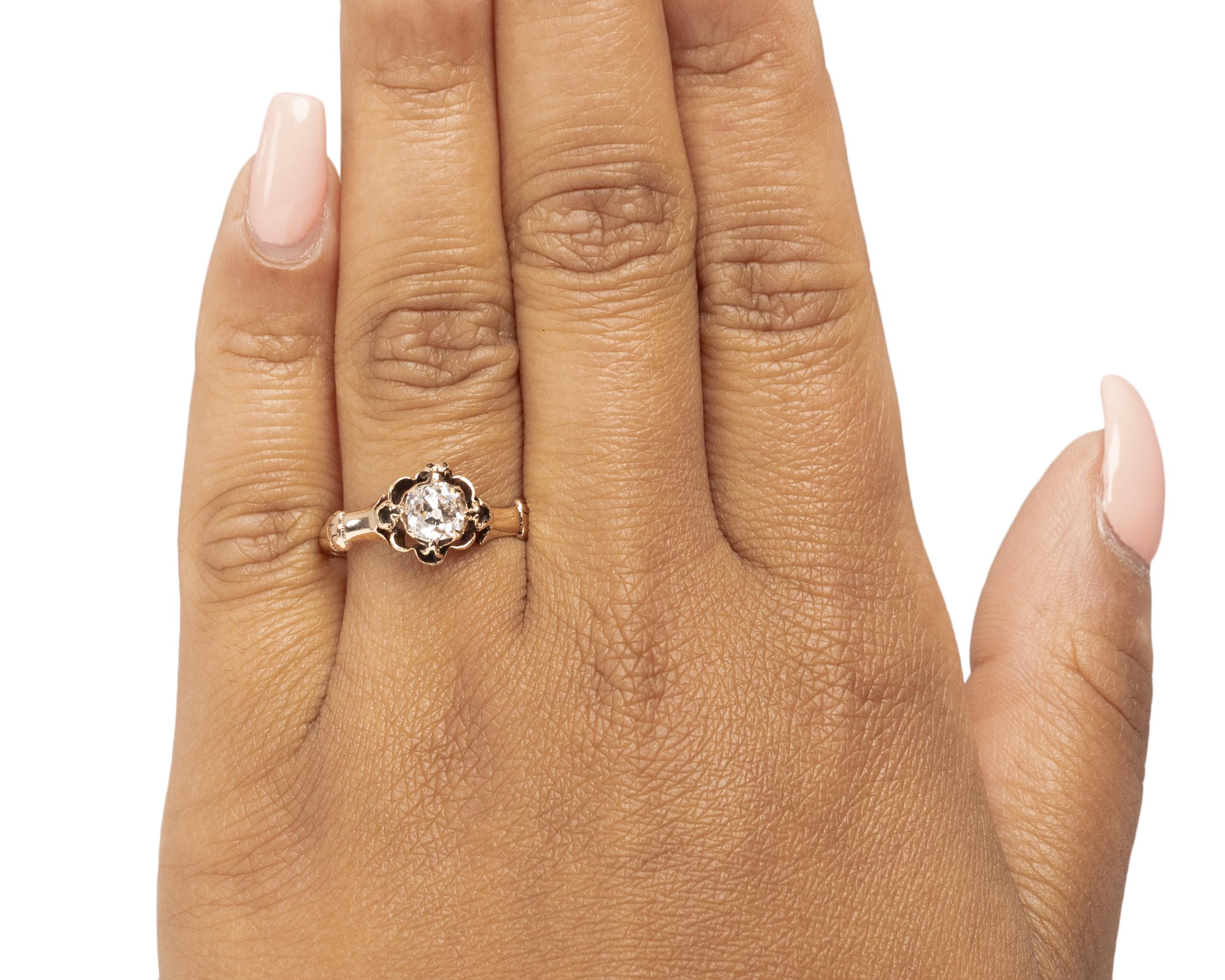 Women's GIA Certified .82 Carat Edwardian 14 Karat Yellow Gold Engagement Ring For Sale