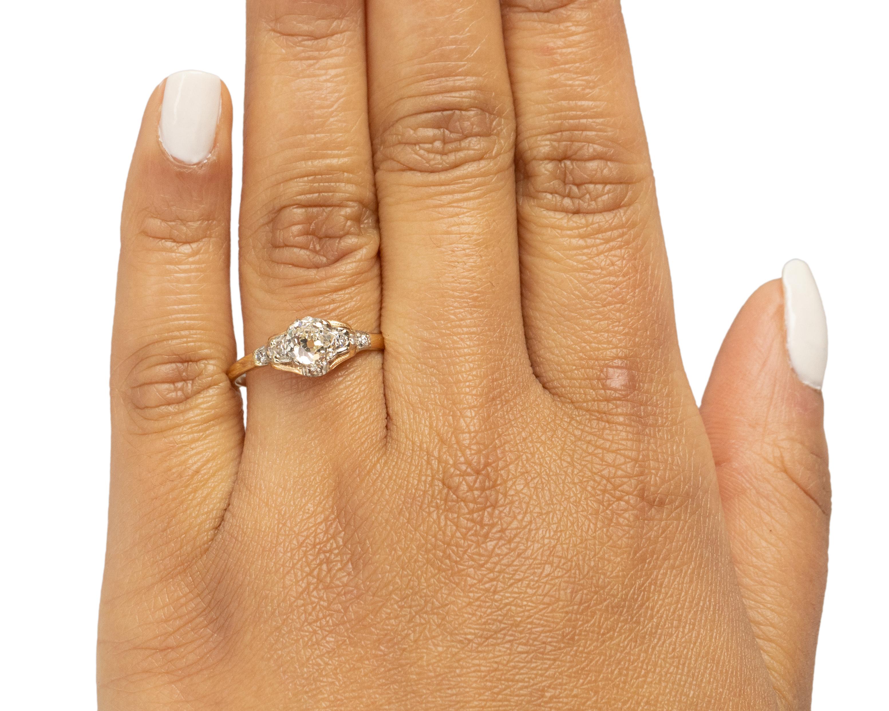 GIA Certified .82 Carat Edwardian 14 Karat Yellow Gold Engagement Ring For Sale 1
