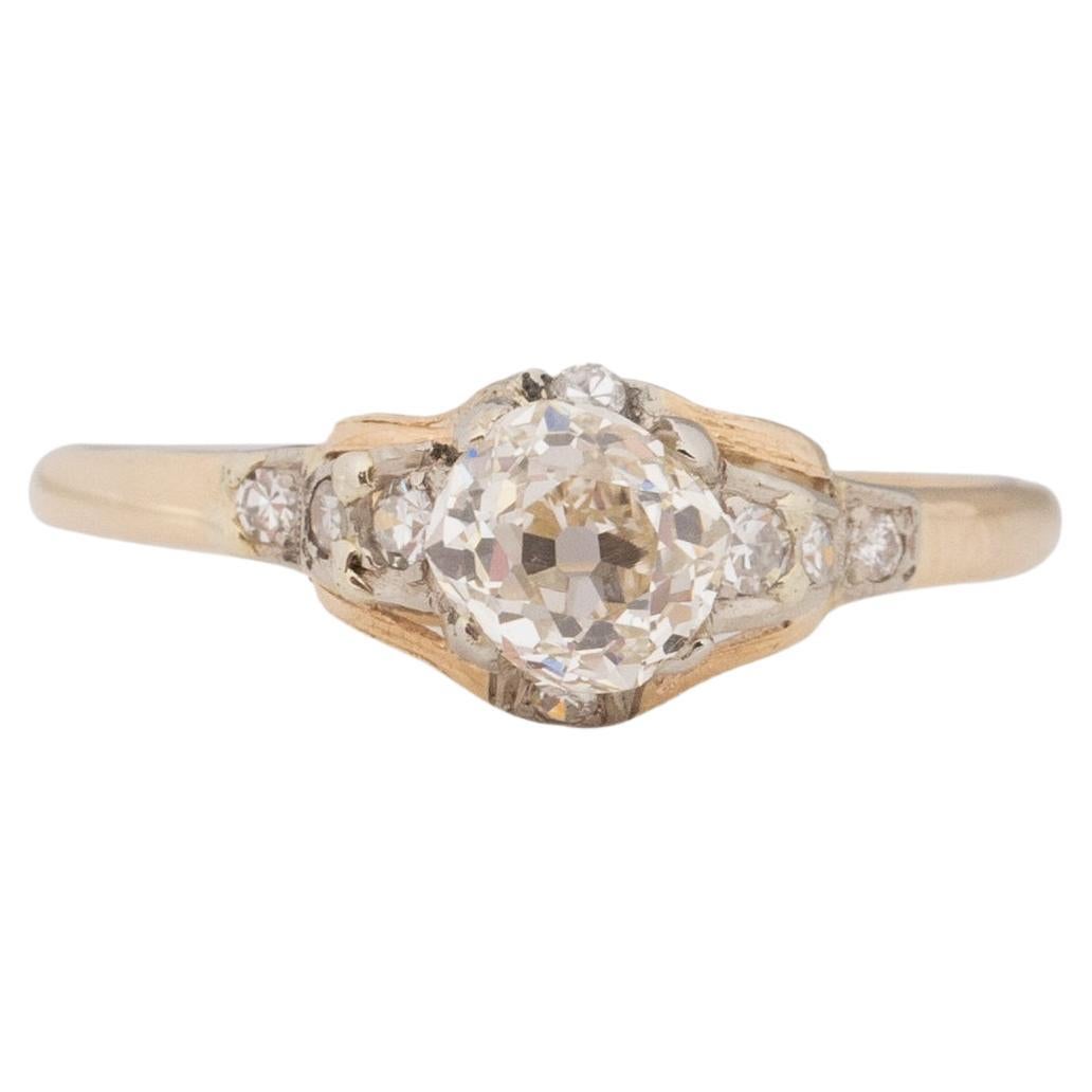 GIA Certified .82 Carat Edwardian 14 Karat Yellow Gold Engagement Ring For Sale