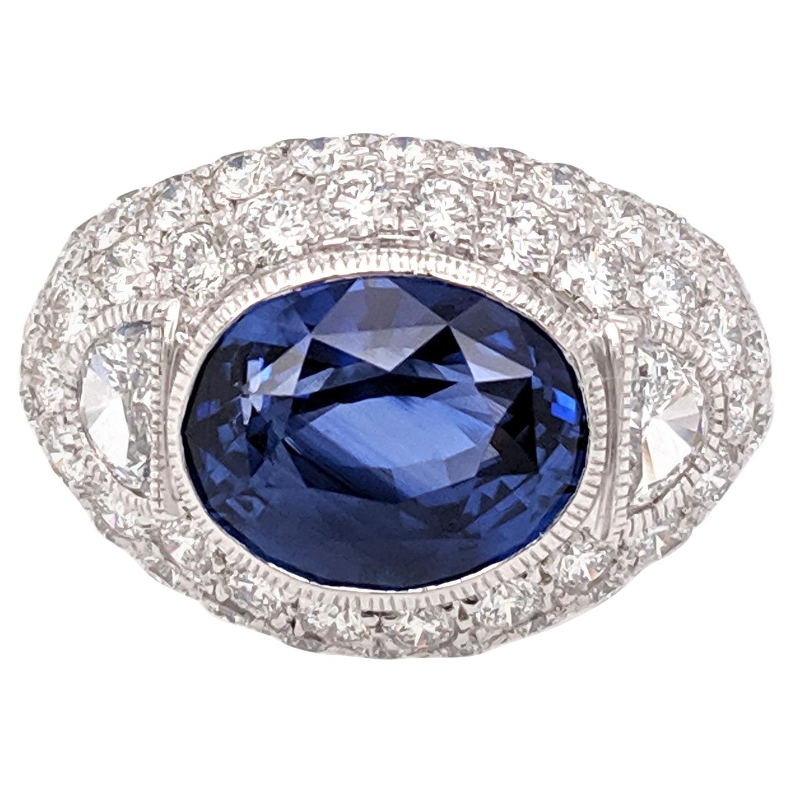 GIA Certified 8.23 Carat Sapphire Diamond Domed Cocktail Ring