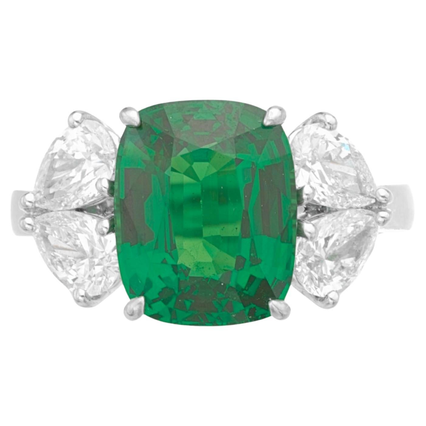 GIA Certified 8.23 Ct. Minor Oil Emerald Diamond Ring