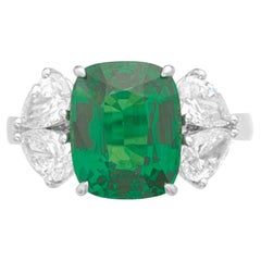 Certifié GIA, 8.23 ct. Bague diamant émeraude de l'huile mineure