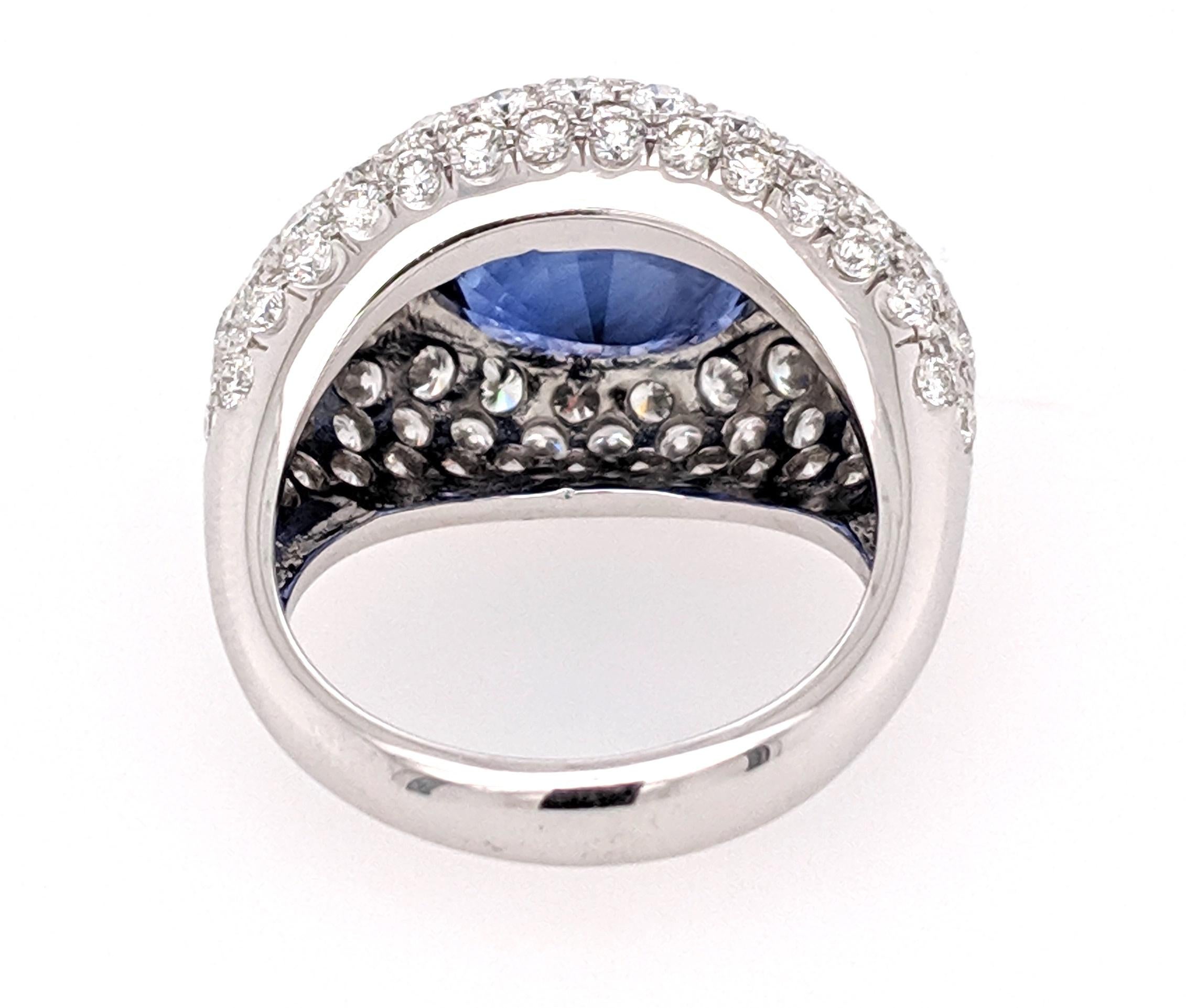 Oval Cut GIA Certified 8.23 Carat Sapphire Diamond Domed Cocktail Ring For Sale