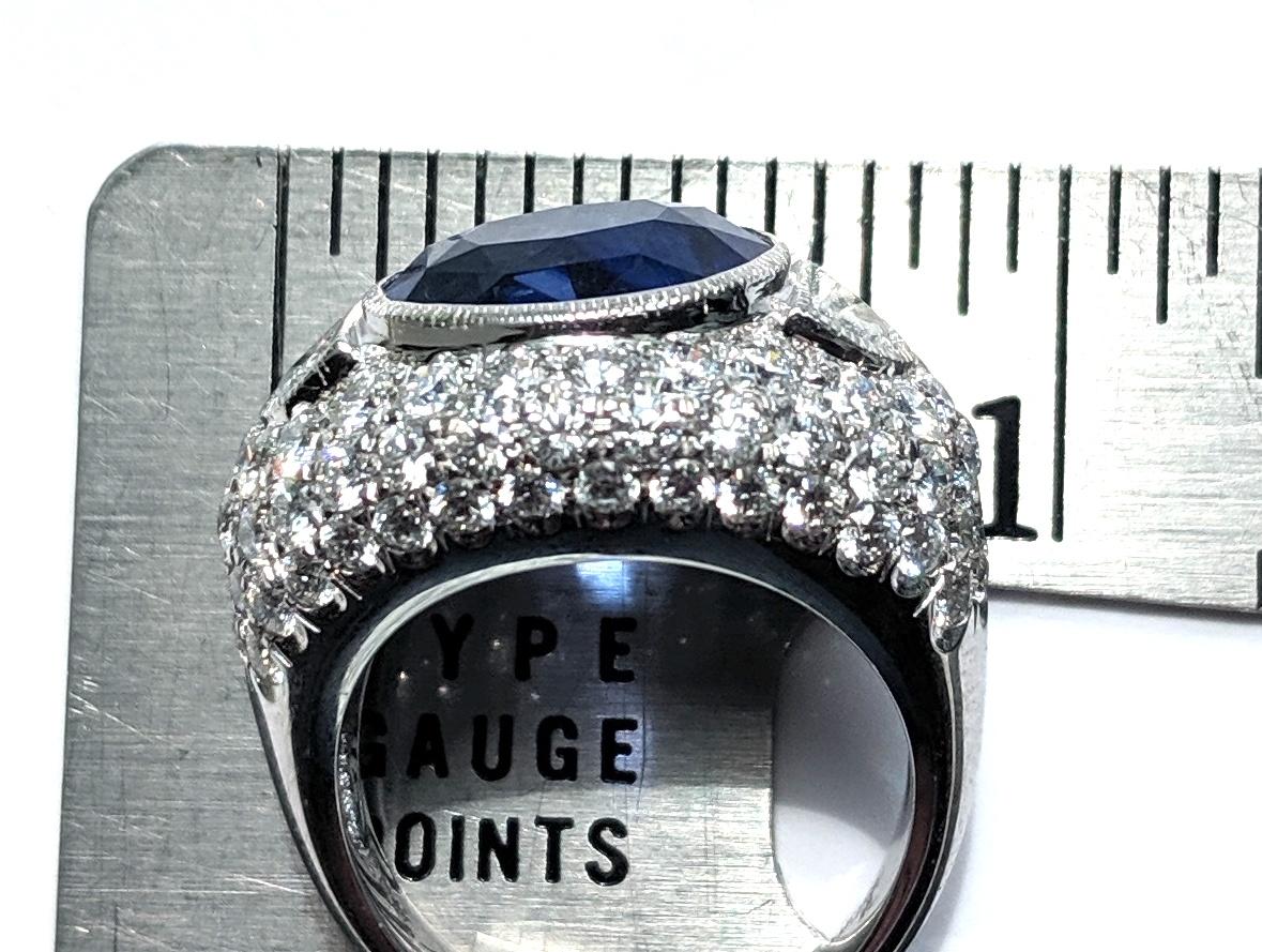 GIA Certified 8.23 Carat Sapphire Diamond Domed Cocktail Ring For Sale 1