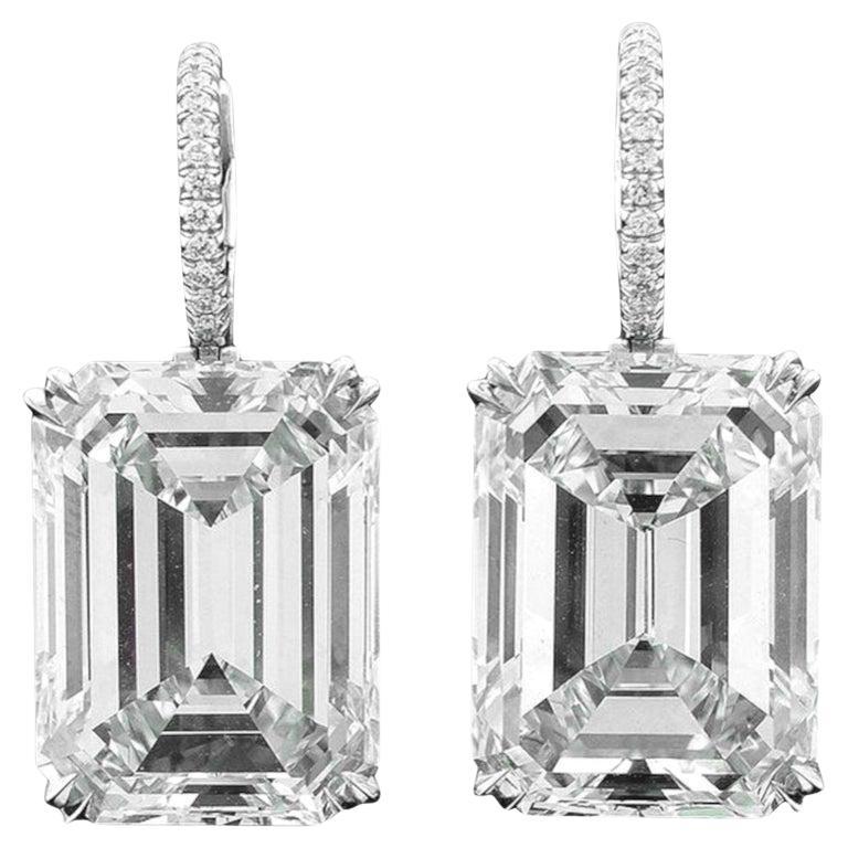 GIA-zertifizierte 8,25 Karat Diamanttropfenohrringe mit Smaragdschliff aus Platin