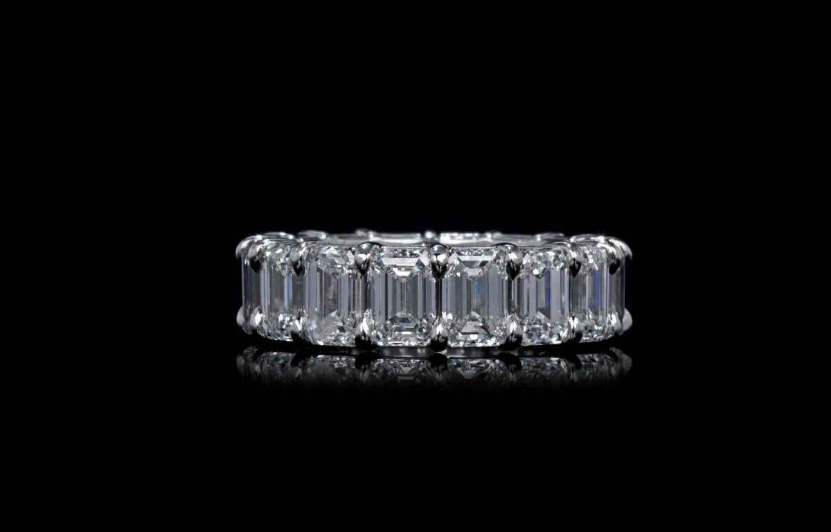 Women's GIA Certified 8.25 CTW. Emerald Cut Diamond Eternity Band in Platinum For Sale