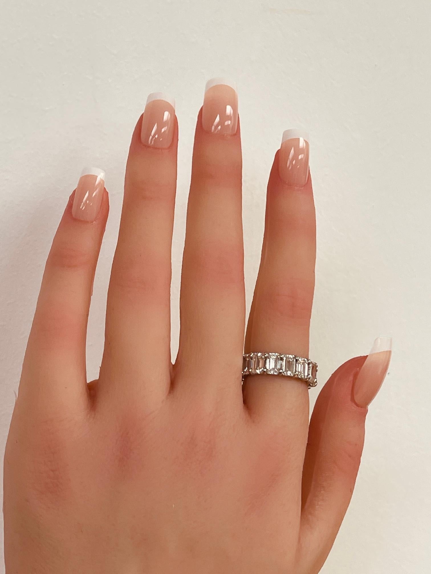GIA Certified 8.25 CTW. Emerald Cut Diamond Eternity Band in Platinum For Sale 1