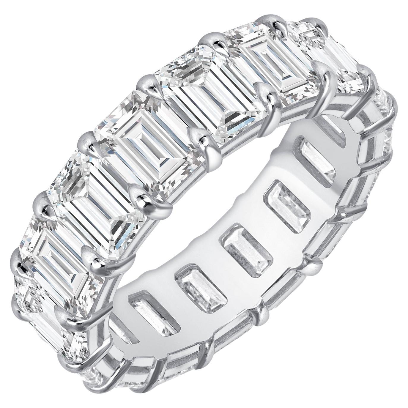 GIA Certified 8.25 CTW. Emerald Cut Diamond Eternity Band in Platinum