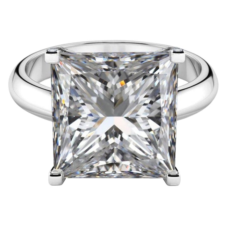 GIA Certified 8.27 Carat Princess Cut Diamond Solitaire Ring in 18K White Gold For Sale