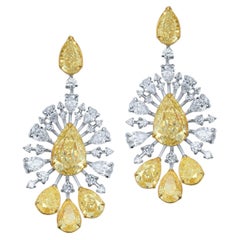 GIA Certified 8.27 carat Yellow White Diamond Earrings