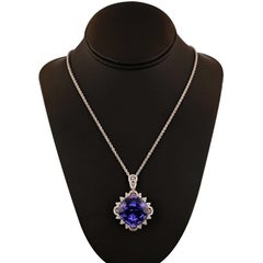 GIA Certified 82.87 Carat Tanzanite Pendant Necklace